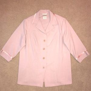 Vintage Fashion Bug Womens Long Blazer Jacket Size 14 Pale Pink USA Made Office
